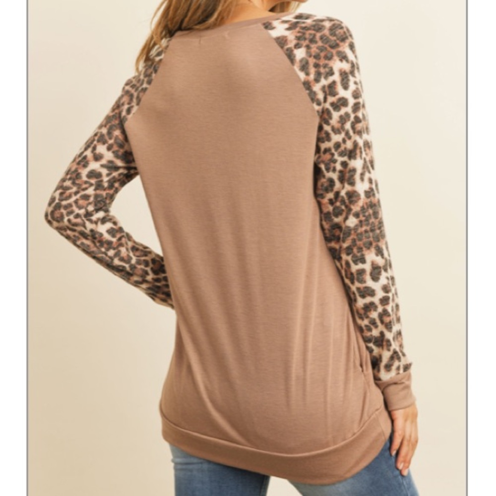 Leopard Print & Tan Tunic Top - Picture 7 of 8